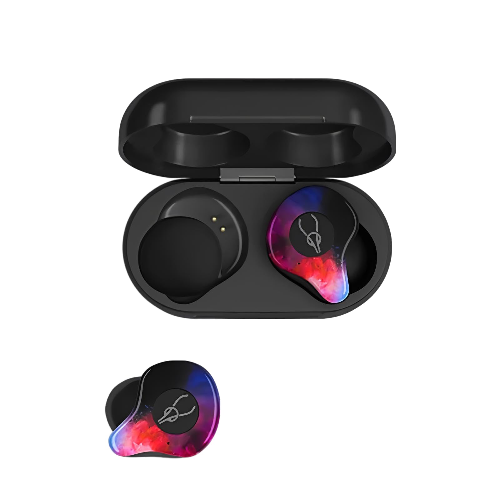 ICESOMNUS Sabbat X12 PRO Semi in-Ear Wireless Earbuds, Bluetooth 5.4 TWS Headphones with Comfortable Open-Fit Design, Clear Calls, Button Siri Control, 30H Long Battery Life,IPX5 Waterproof(Flames)