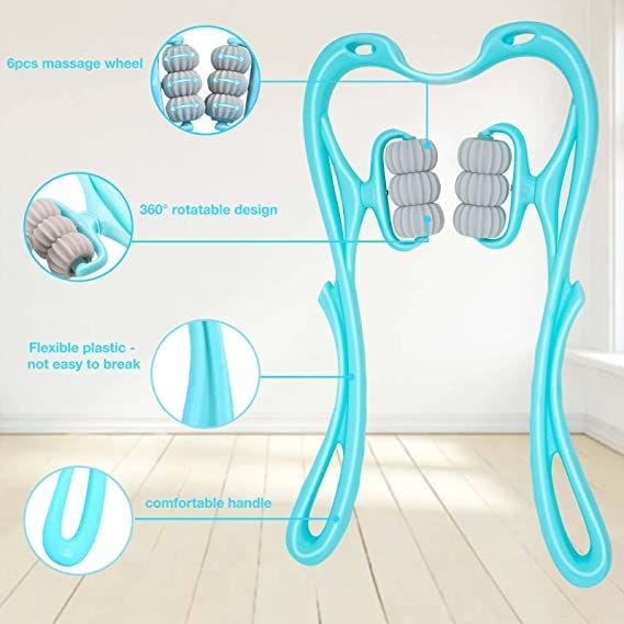Yorten Neck Massager, Handheld Pressure Point Roller Massager Tools for Pain Relief Deep Tissue - Suitable for Neck Legs Cervical Waist and Shoulder Relaxer, Self-Massage & Portable (Blue) Yorten Neck Massager, Handheld Pressure Point Roller Massager Tools for Pain Relief Deep Tissue - Suitable for Neck Legs Cervical Waist and Shoulder Relaxer, Self-Massage & Portable (Blue)
