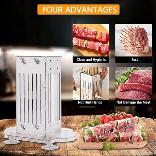 Kebab Maker Grill Box, spiedini in acciaio inox con 100 bastoncini, perfetto per barbecue e kebab