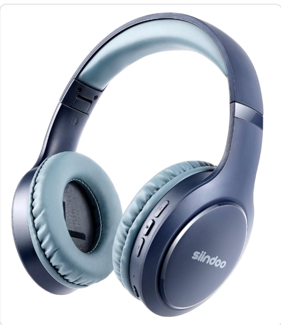 JH-919 Wireless Bluetooth Headphones Blue Foldable Stereo Earphones Over Ear Headset Super Bass Mic for Laptop PC TV