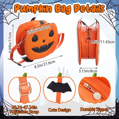 Sanwuta 2 Pack Halloween Purse Set for Women, Cute PU Leather Pumpkin Purse and Ghost Bag Crossbody Bags for Halloween Easter Party Favors2