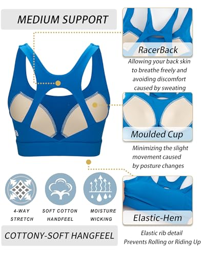 Image of RUNNING GIRL High Impact Sports Bras for Women, High Support Running Strappy Women's Sports Bra with Sewn in Pads