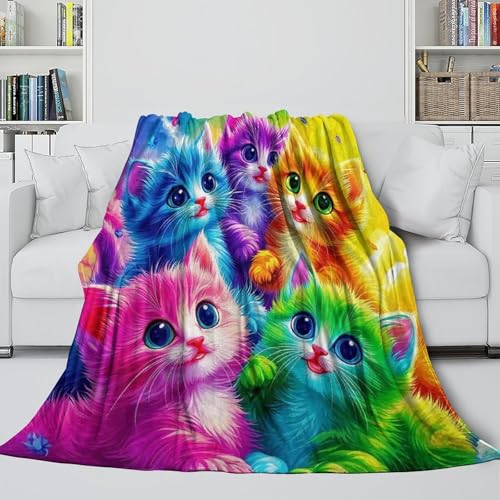 Couverture chat impression 3D en microfibre douillette de 127x152 cm pour lit et canapé - 5