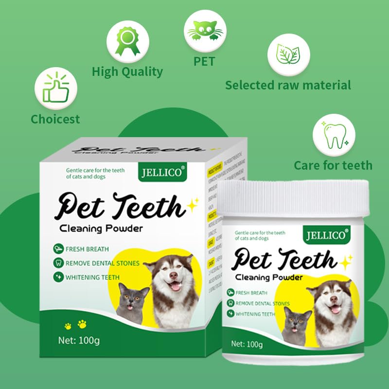 Teeth Cleaning Powder for Dogs & Cats, Dog Plaque & Tartar Remover, Dental Care for Pets Mouth Gum Health, Natural Breath Freshener to Help Plaque Off, Oral Care& Dental Cleaning - 100g - Image 3