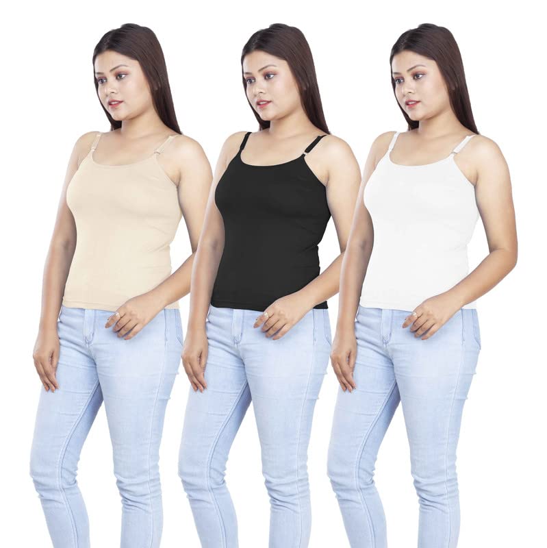 Womens Cotton Camisole Slip | Adjustable Strap Camisole Slip | Pack of 3