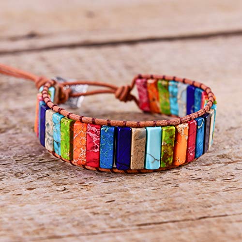 Image of YGLINE Boho Handmade Wrap Leather Tube Crystal Stone Bracelet for Women