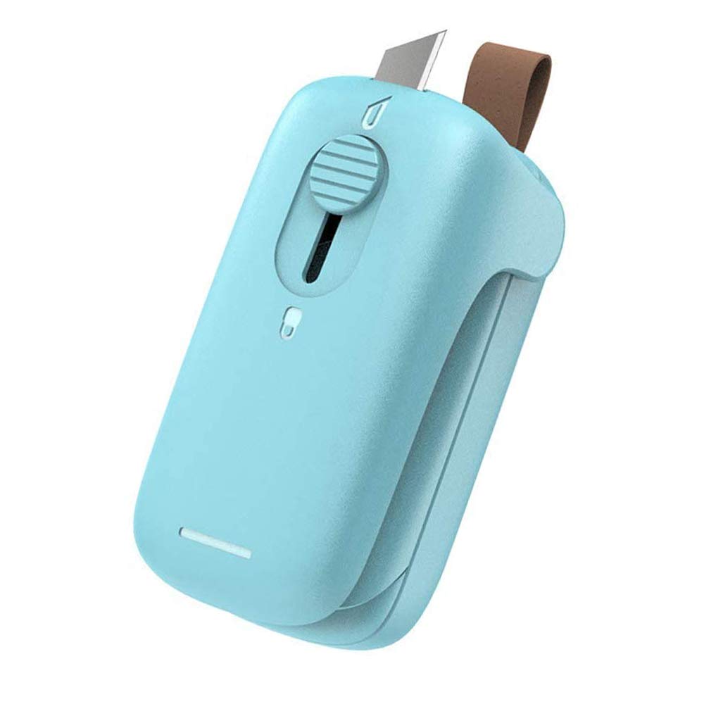 Mini Scelleur Portable 2 En 1 Rechargeable USB - Scelleur Sacs Avec Cutter - Blanc