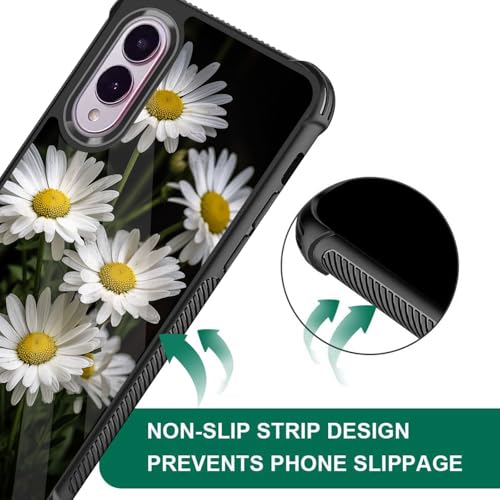JHYYTUJTYP for Galaxy S25 Edge Case,Tire Texture Non-Slip Soft TPU Hard Back Shockproof Anti-Scratch Protective Case for Samsung Galaxy S25 Edge 6.7 inch 2025,Cute Daisy Flower Pattern - image 3