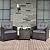 LDAILY Patio Furniture Set, 3 Pieces PE Rattan Wicker Patio Sofa Chairs with Washable Cushion & Glass Table, Outdoor Furniture Conversation Sets for Porch, Balcony, Garden, Poolside (Grey)