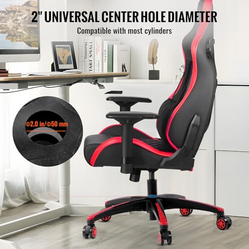 VEVOR Office Chair Base Replacement, 28", 2500 lbs Static Load, Heavy Duty Universal Computer Desk Chair Stool Base Part with 5 Casters and Reinforced Legs, Desk Chair Base Replacement, Black + Red - Image 4
