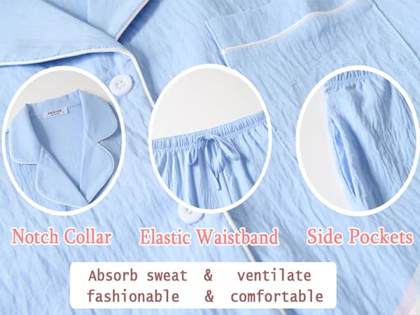 Image of Ekouaer Womens Pajama Set Short Sleeve Sleepwear Summer Button Down Nightwear Lounge Set Soft Pjs S-XXL