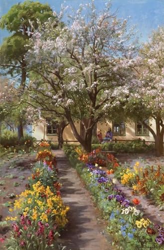 Cuadro Jardín floreciente en primavera de Peder Monsted lienzo decorativo 60x90cm para salón
