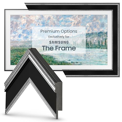 Frame My TV Deco TV Frames - Antique Silver & Black Smart Frame Compatible ONLY with Samsung The Frame TV (3