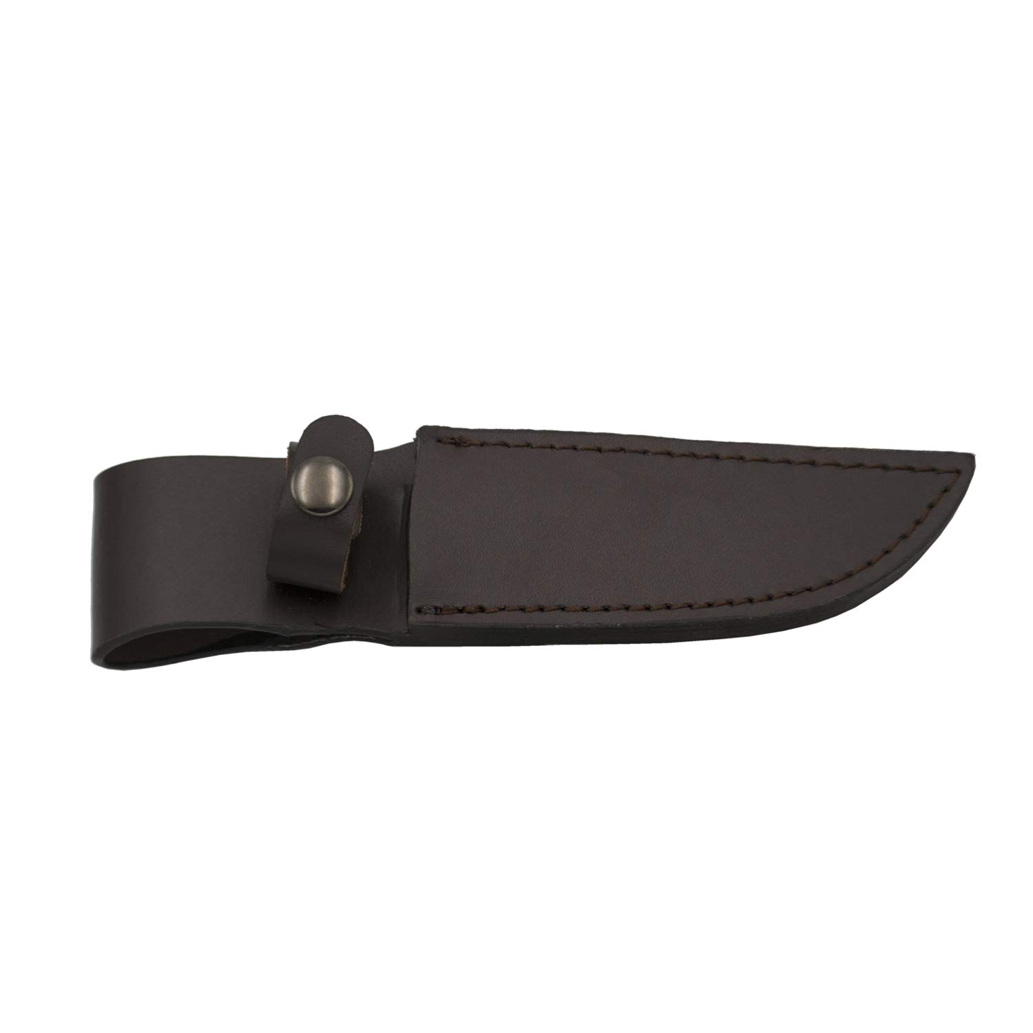 THIRD Cuchillo de Caza 13572PW, con Hoja de Acero 440 de 12,4 cm Acabado Satinado, Mango de pakkawood y Madera Negra. Incluye Funda de Piel