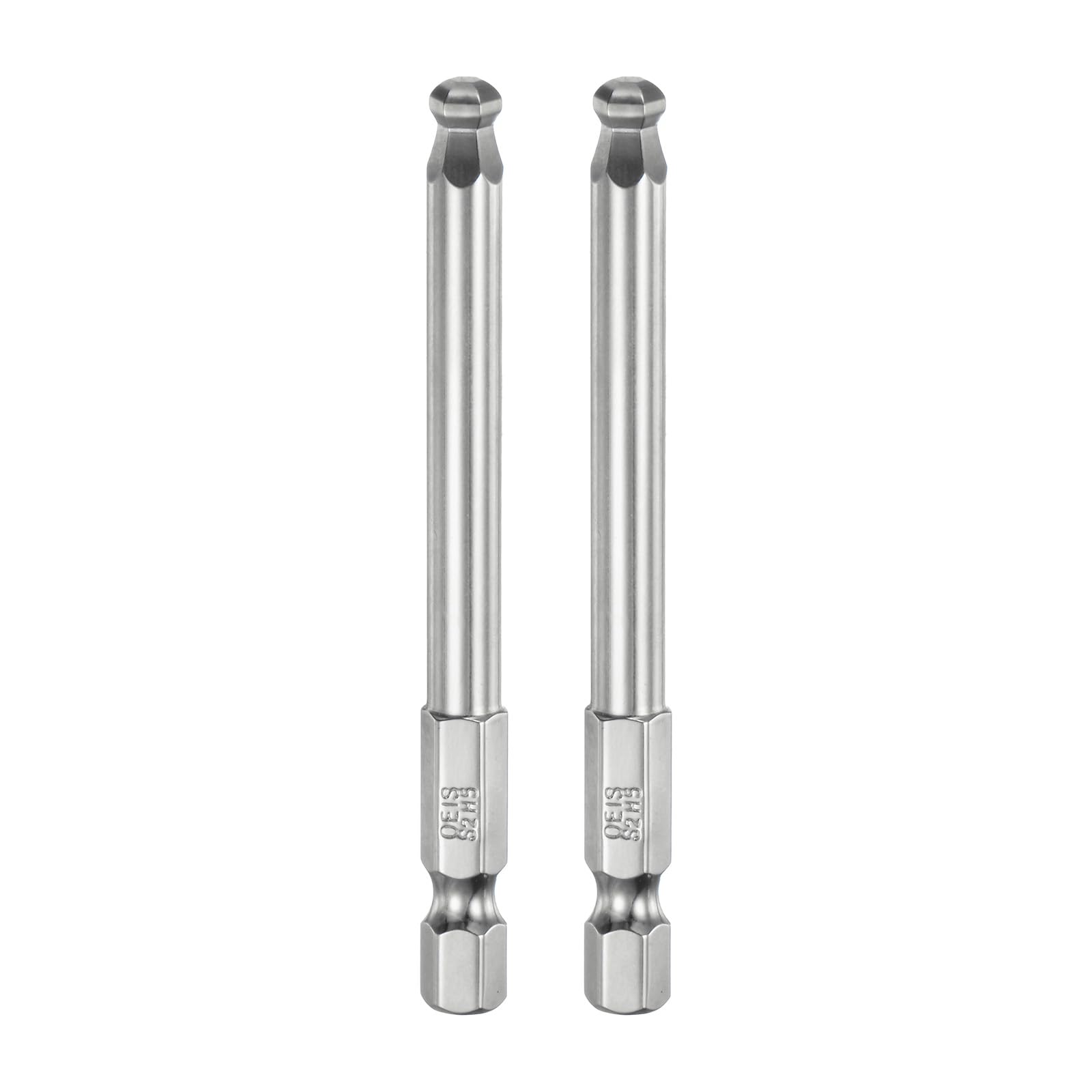 HARFINGTON 2pcs Ball End Hex Screwdriver Bit Set 5mm (H5.0) Size 1/4" Hex Shank 75mm (3") Long Magnetic Ball Head Bits S2 Steel Metric Screw Driver
