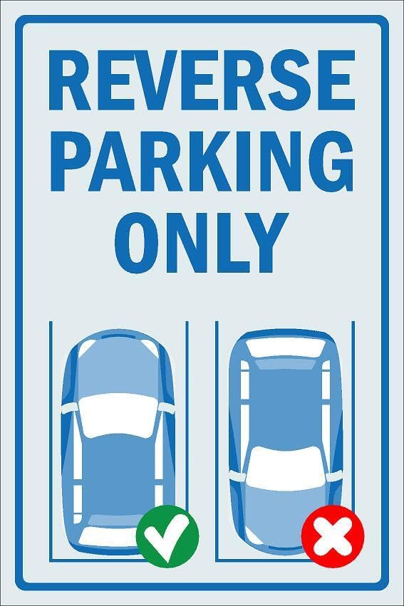 Reverse parking only - 1mm flexible Plastic sign (200mm x 150mm)