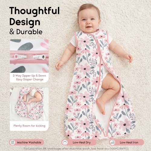 Image of Yoofoss Baby Sleep Sack 0-6 Months TOG 1.0 Baby Wearable Blanket, 2 Pack 100% Organic Cotton Infant Toddler Sleeping Sack 2-Way Zipper Lightweight Sleep Sack