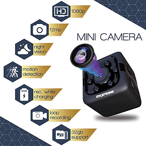 Spy Camera - Hidden Camera - Spy Camera Wireless Hidden- Nanny Cam Cop Cam - With 16 GB SD CARD Mini Cop Cam Action Cameras for Indoor or Outdoor, Home Office or Car Video Recorder HD and Night Vision