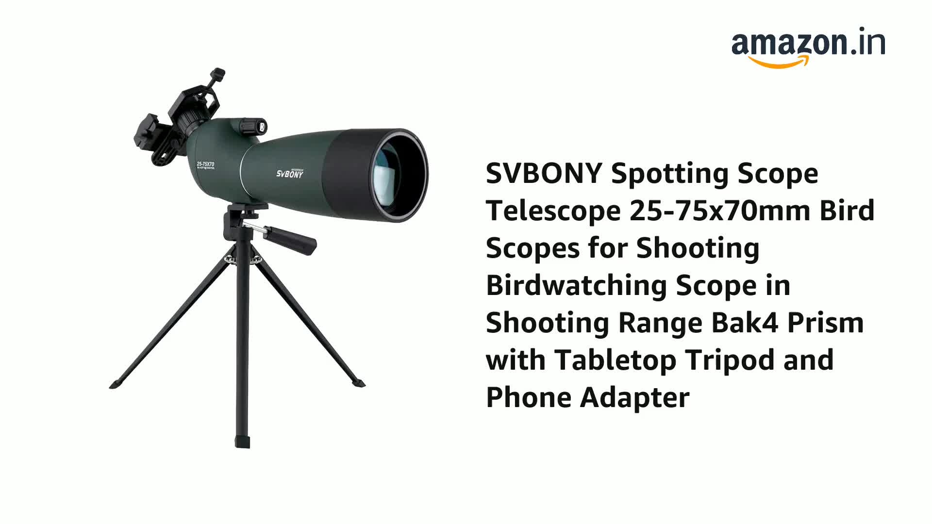 SVBONY Spotting Scope Telescope 25-75x70mm Bird Scopes for