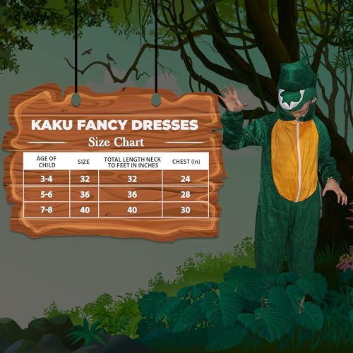 Image of Kaku Fancy Dresses Dinosaur Wild Animal Costume for Kids - Green, 3-4 Years | Animal Fancy Dress for Boys & Girls
