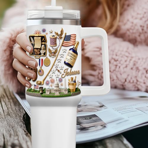 Image of Personalized 250th Anniversary Of America Tumbler - Custom Patriotic USA Flag 1776-2026 Gifts - US Eagle Freedom Cup 40oz A11 - American Independence Celebration Gifts For Men Women