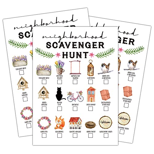 HEZNZXQ Scavenger Hunt Game, Neighborhood Scavenger Hunt, Garden/Yard/Park Treasure Hunt Clues Cards, Nature Party Games, Outdoor Birthday Party Games Supplies Activities (04)