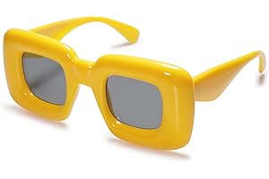 Women's Yellow Square Inflated Sunglasses