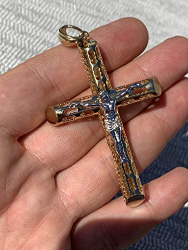 Solid 925 Sterling Silver Men's Cross With Jesus Pendant - 14k Gold Plated 1-3" Small Medium Or Large Crucifix - Necklace4
