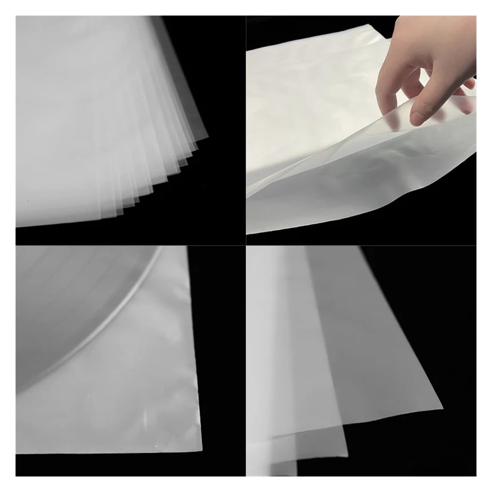 Buste interne in vinile, Confezione Da 50 Buste Interne for Dischi In Vinile In Plastica Trasparente 3 Mil for LP 12'' Quadrate A Semicerchio(Transparent 50pcs Semicircle)