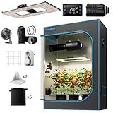 TurboWuchs Turbo2000& 120x60x180cm Growzelt Komplettset LED Grow Lampe Vollspektrum LM301H EVO LEDs Growzelt Kit Komplettes Hydroponics 1680D Growing Tent Kit Belüftungssystem