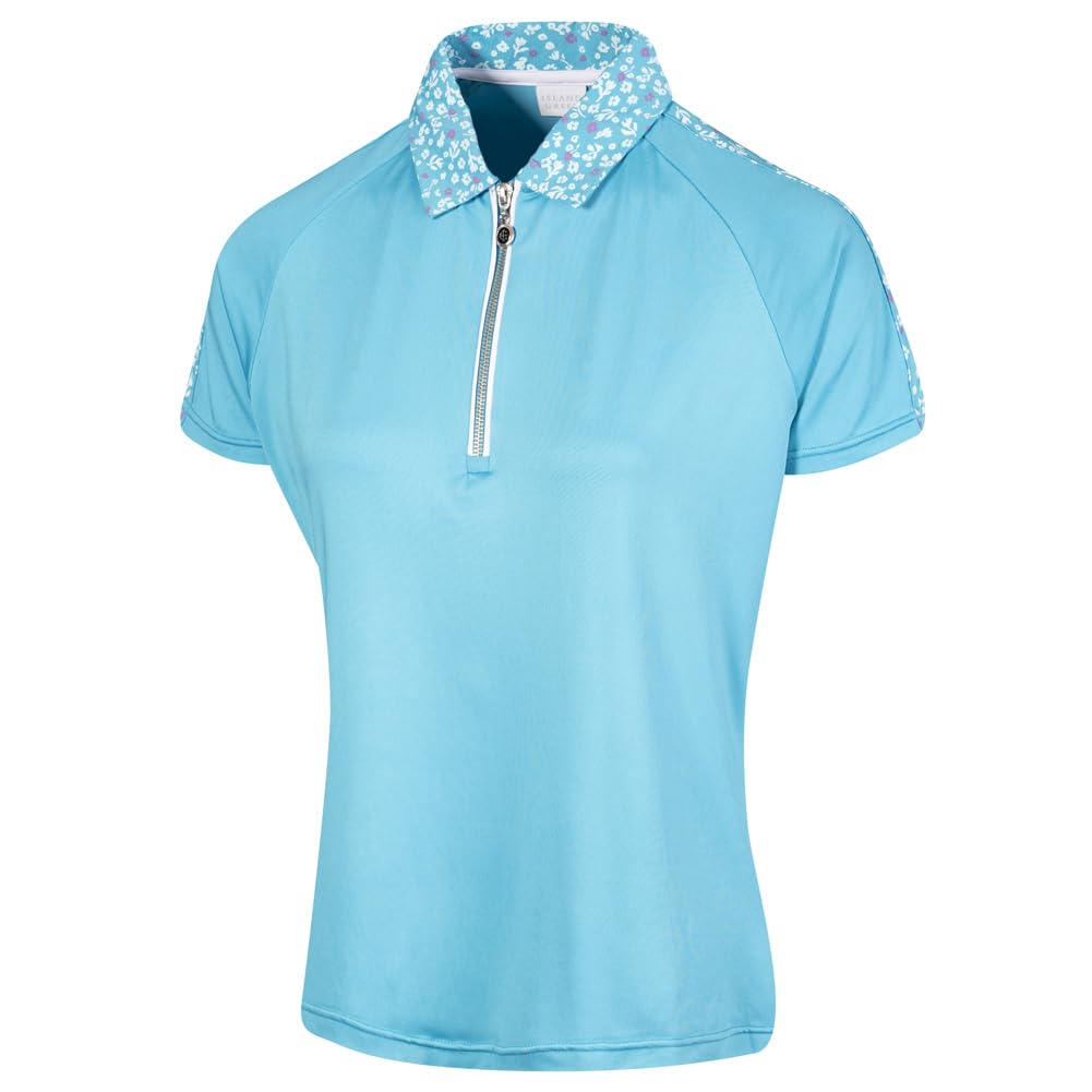 Island GREEN Golf Women's Breathable Quick Dry Moisture Wicking Polo Shirts, Aqua, M