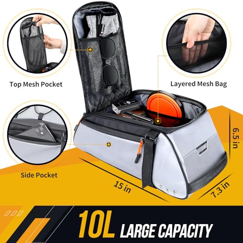 Image of WOTOW Bike Rear Rack Bag - 10L Large Full Reflective Waterproof Trunk Bag, Multifunctional Bicycle Ebike Back Seat Cargo Carrier with Shoulder Strap(Full Reflective)