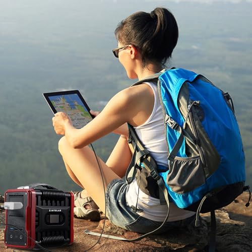 Gerador De Energia Portátil Bateria De Lítio Solar 220V 200W, Silencioso, Adequado para Camping e Pa