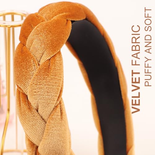 Image of DRESHOW Braided Headbands for Women Velvet Hair Hoop Elastic Criss Cross Hair Bands Accessories
