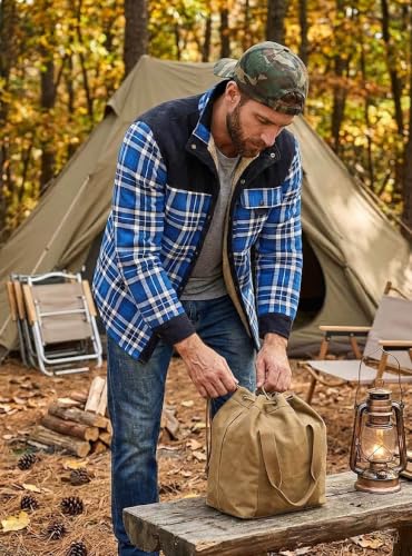 HYPESTFIT Men's Corduroy Plaid Sherpa Lined Flannel Shirt Jacket Fleece Coat - image 6