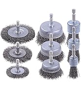 9 Pack Drill Wire Brush with 1/4-Inch Hex Shank, Rocaris Carbon Steel Drill Wire Brush, Cup/ Whee...
