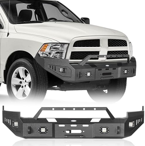 2009-2012 Dodge Ram 1500 Front Steel Bumper With Winch Plate & LED Lights – Black Powder Coat 1 thumbnail image