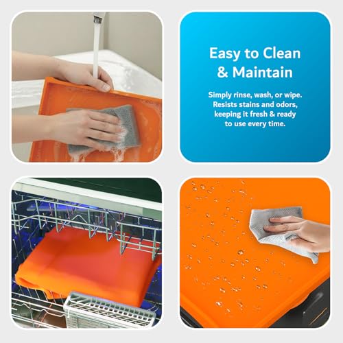 Image of TUDIA 36 inch Silicone Griddle Mat for Blackstone 36 Inch Grill - Heavy Duty Rust-Resistant Food-Grade Surface & Full Edge Protection - Griddle Cover Compatible with Blackstone Omnivore (Orange, Update)
