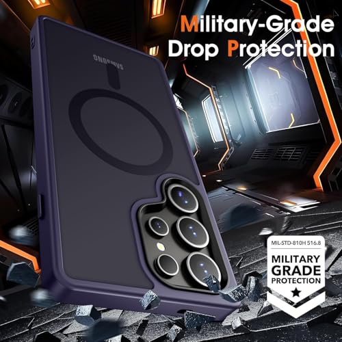 Image of Oterkin Magnetic Samsung Galaxy S24 Ultra Case, Dark Purple | Matte, Compatible with MagSafe, Frosted Translucent, Shockproof Anti-Scratch Slim Fit, Military Grade Protection