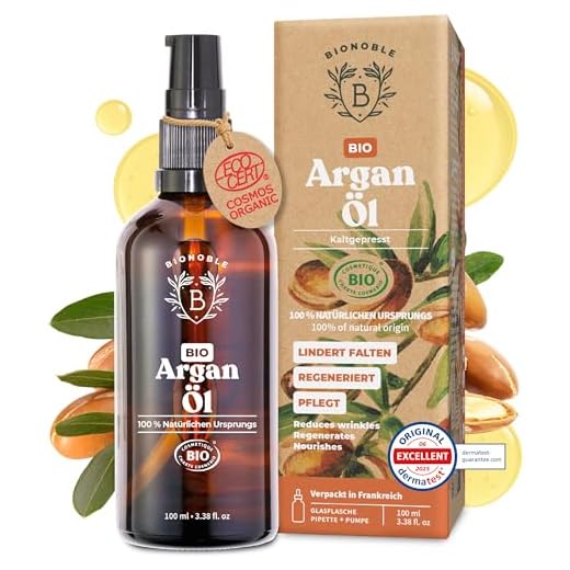 BIONOBLE Arganöl Bio Kaltgepresst in Marokko - Repariert, Nährt, Gegen Falten - Arganöl Haare, Gesicht, Haut - Argan Oil 100% Rein, Natürlich, Ohne Hexan - Glasflasche, Pipette, Pumpe - 100ml
