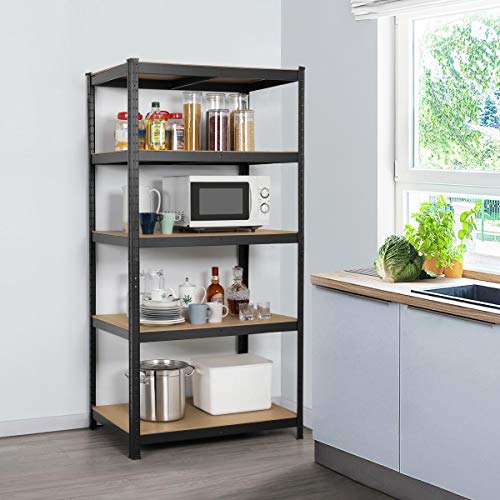 Yaheetech Heavy Duty 5 Tier Garage Shelving Units Metal Storage Shelves Shed Utility Rack,180cm x 90cm x 60cm,175KG Per Shelf,Black - Image 3
