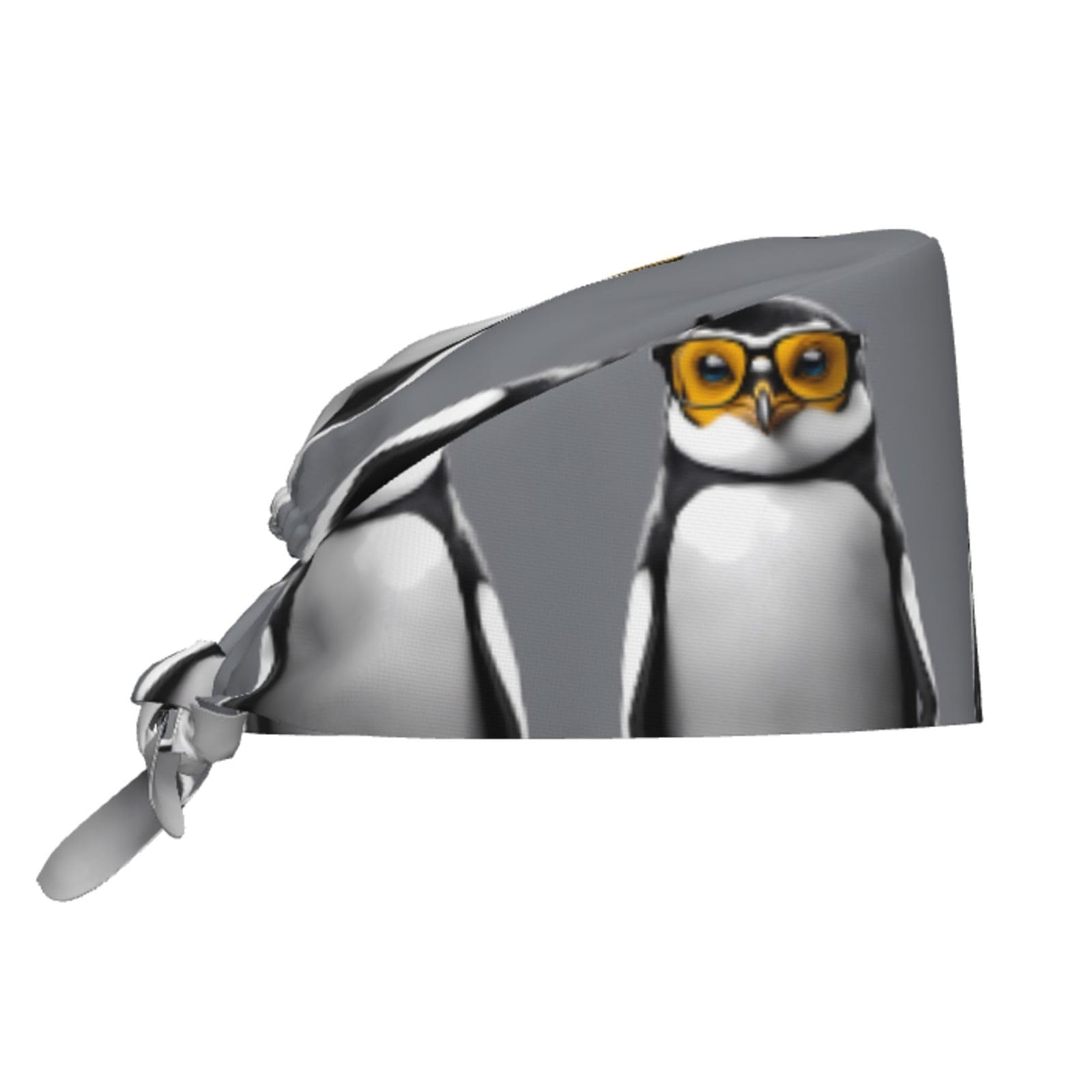 YYHWHJDE Breathable Work Hat Penguin with Glasses Prints Adjustable Comfortable Chef Hat for Women & Men Black
