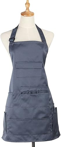 Vista 17 de boshiho Delantal de pintura para adultos, hebilla ajustable, delantal de peluquero con bolsillos para mujeres/hombres/unisex, delantal de trabajo