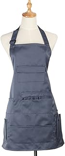 Boshiho Painting Aprons Barber Apron with Pockets for Women / Men / Unisex, Utility or Work Apron (Gray)