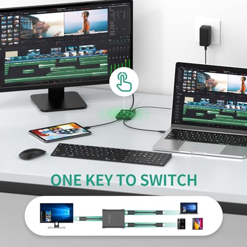 Image of SUIDEK USB C Switcher, Bi-Directional USB-C Switch 8K@60Hz with PD 100W Charging 2 in 1 Out /1 in 2 Out Included 5V Power Adapter, Incompatible with Thunderbolt Interface