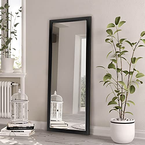 Image of PexFix Full Length Floor Mirror Floor Stand up or Wall Mounted Mirror Mirror Full Length with Thin Frame Mirror,Black,44''x16''