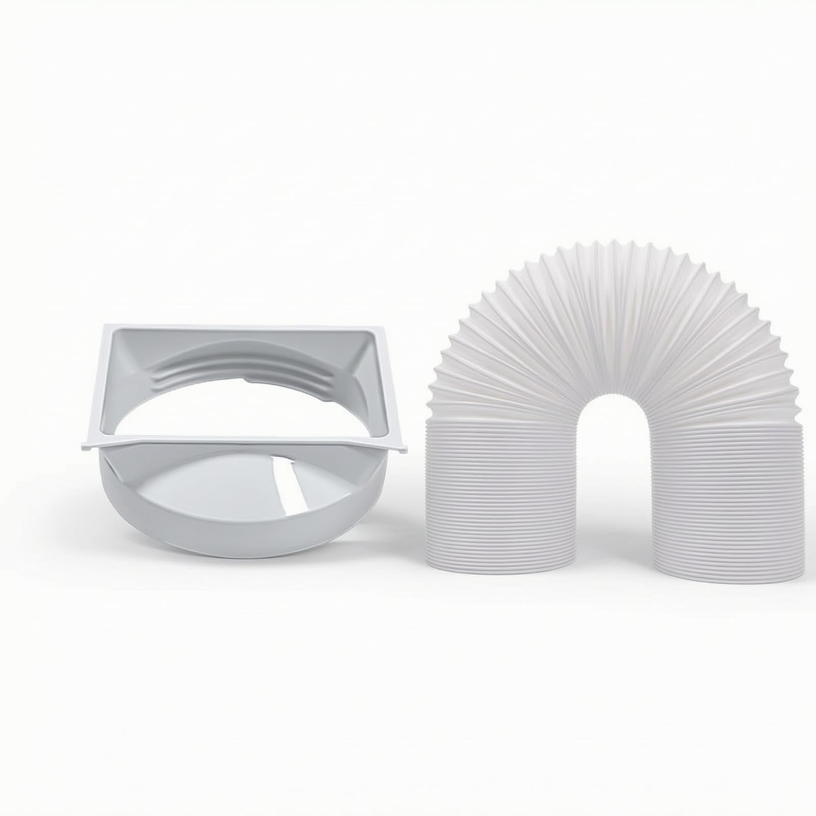 Abluftschlauch mit Adapter gerippt Abluftschlauchadapter weiß Flachmund-Adapter für Klimaanlage, Fensterabdichtung, 1,5 Meter