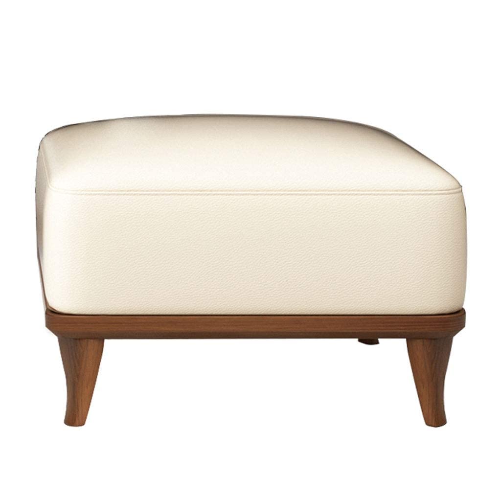 Repose-pieds en cuir blanc capitonné au design épuré pour chambre