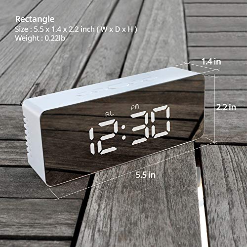 Mooas Led Digital Mirror Clock 2 Types, Alarm/Snooze, Temperature, Led Mirror Clock (Square) #TOP5