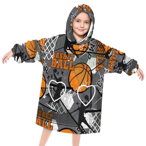 XMNYGJ Kids Basketball Hoodie Blanket with Pocket, One Size